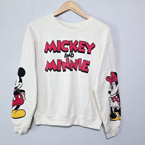 Disney Mickey Mouse Sweatshirt Mickey and Minnie Crewneck Size M - Picture 1 of 7